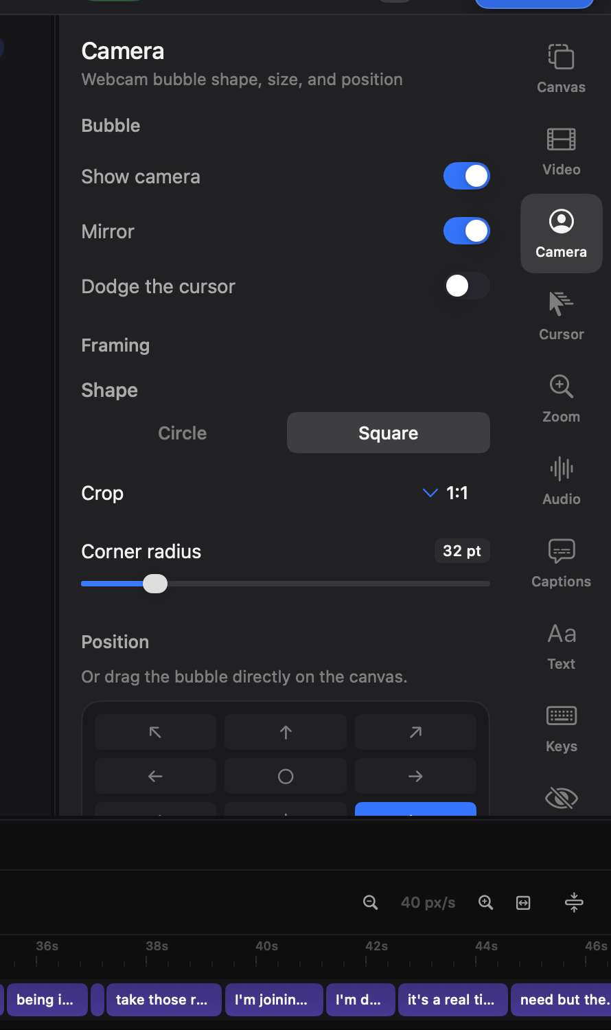 The Camera tab.