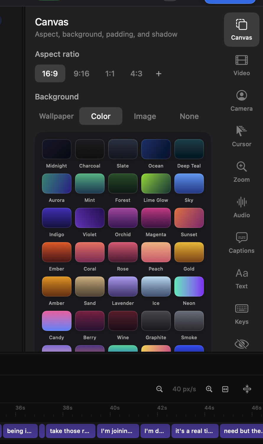 The Canvas tab.