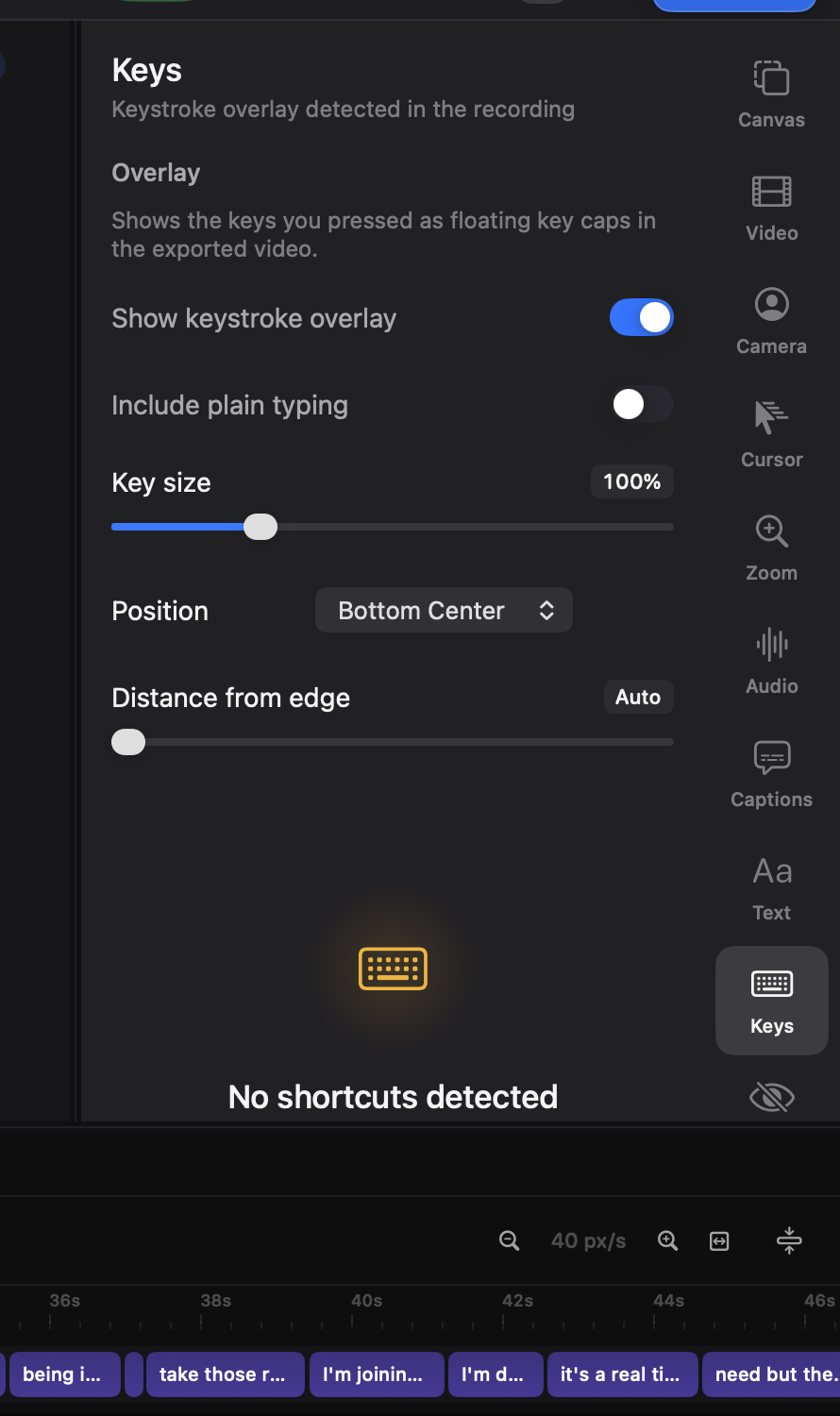 The Keys tab.